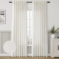 Natural Linen Curtains 84 Inch Length 2 Panels Cream White Pleated Linen Drapes for Living Room Semi Sheer Light Filtering Moder