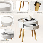 Nightstand With Storage Drawer, Bedside Table For Bedroom - White