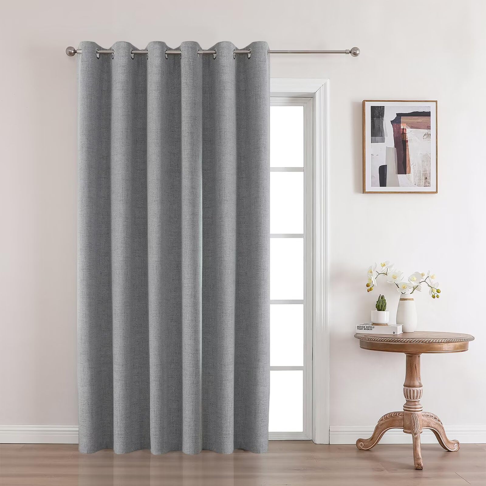 Joydeco Light Grey Blackout Room Divider Curtains, Extra Wide Sliding Door Curtains Living Room Curtains, 1 Panel 70X108 Inch Pa