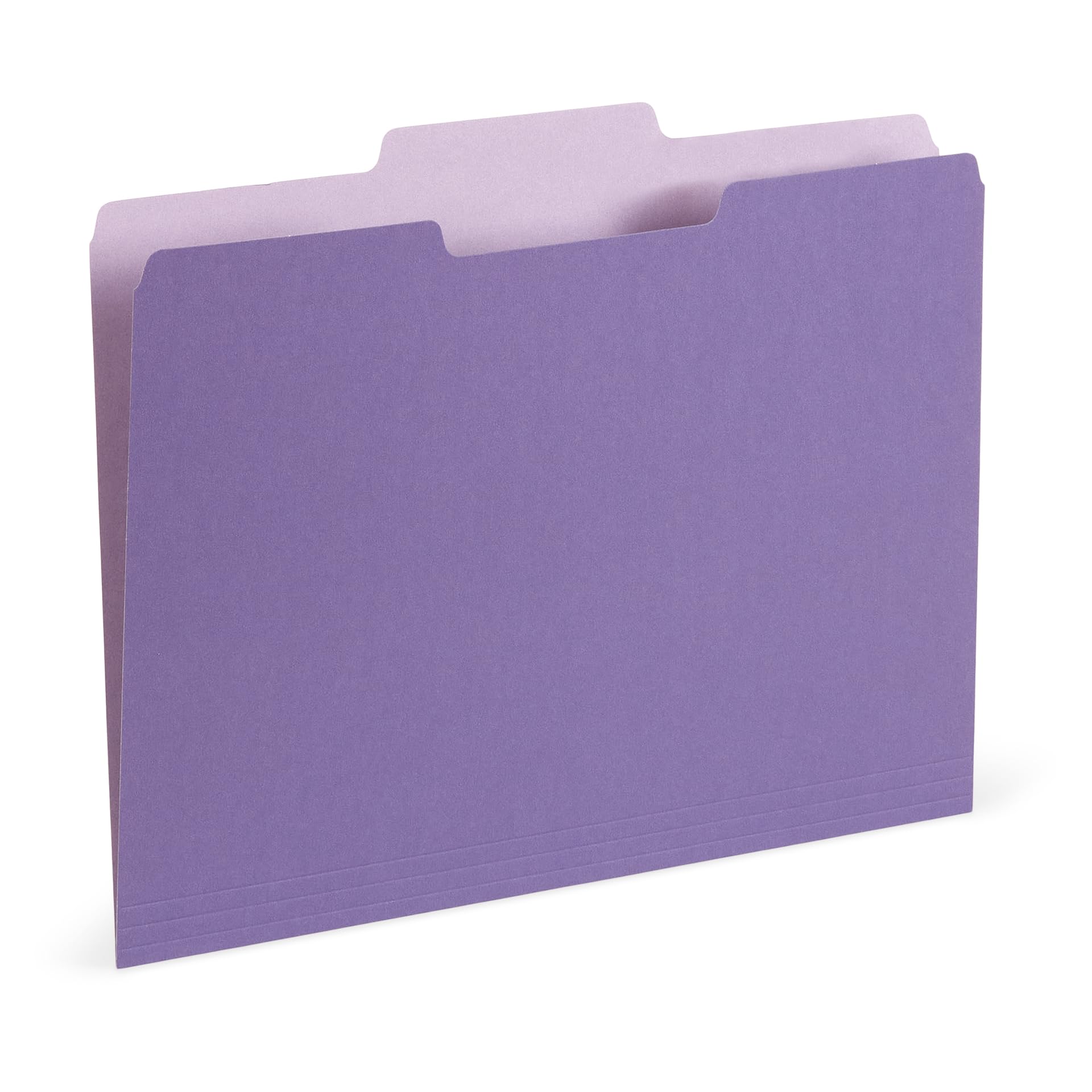 100 Blue Summit Supplies Purple File Folders Letter Size 1/3 Cut, Two-Tone Purple Folders, Durable 11Pt Paper, Assorted Tabs, Ho