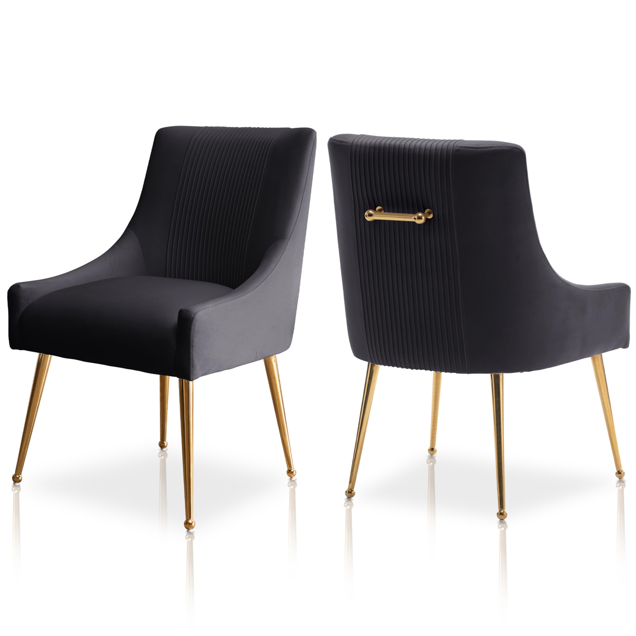 Modern Dining Chairs, Velvet Upholstered Dining Room Chairs with Gold Legs,Tufted Accent Chair Set of 2 for Reception Room Livin