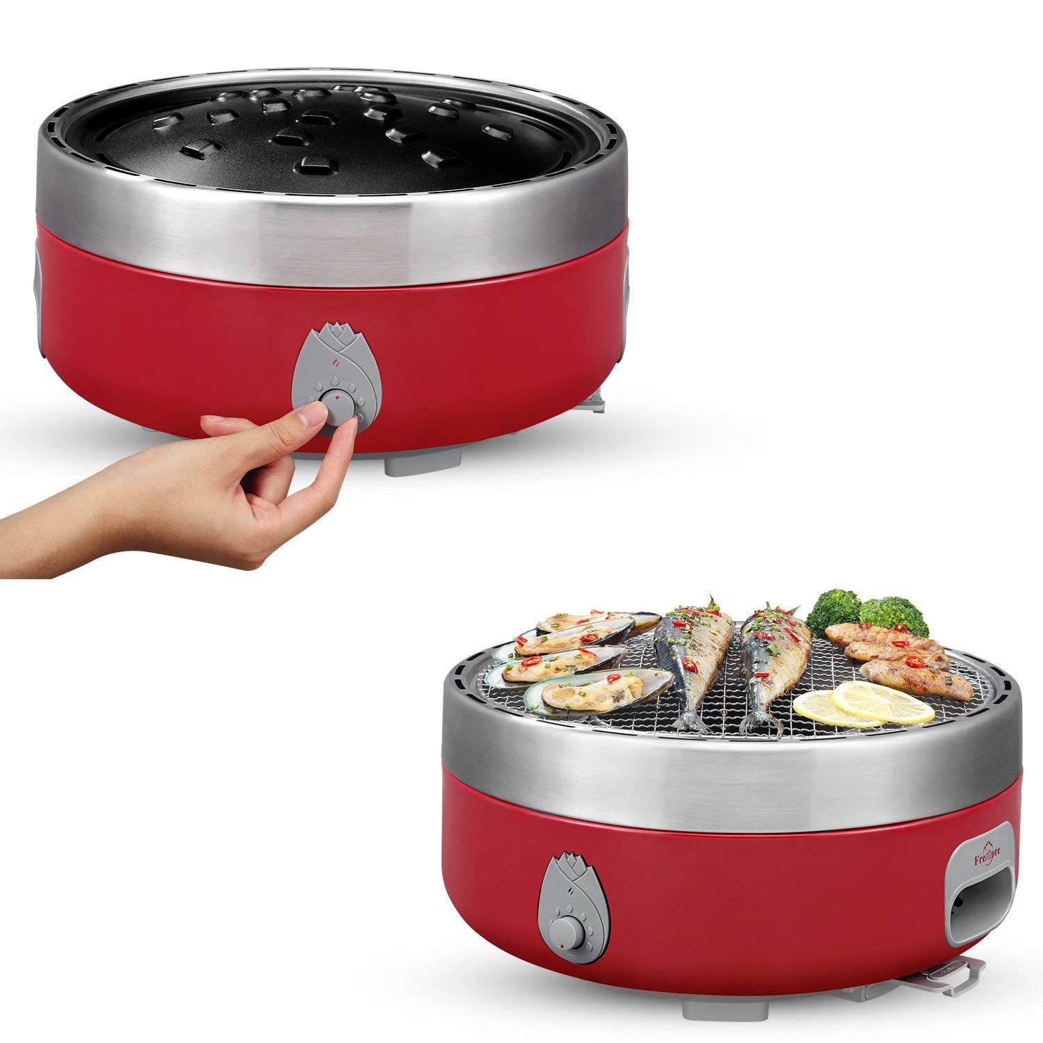 Freshore Portable Smokeless Charcoal Bbq Grill - Outdoor Camping Small Tabletop Cooking Mini Barbecue - Built In Fan Power By 4A