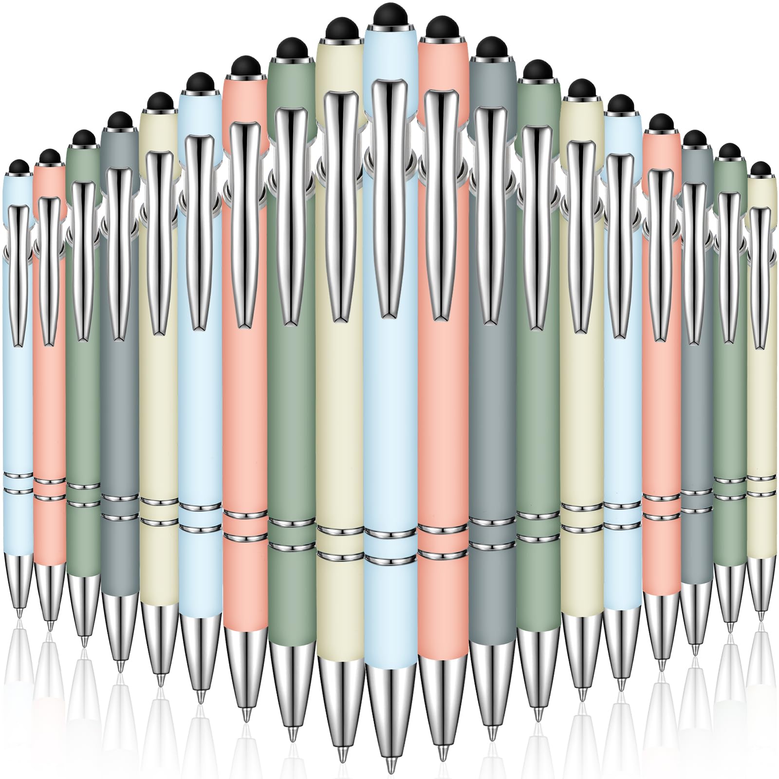 Zonon 38 Pieces Rubberized Ballpoint Pen With Stylus Tip Stylish Metal Pen Capacitive Styli With Soft Rubberized Grip, Black Ink