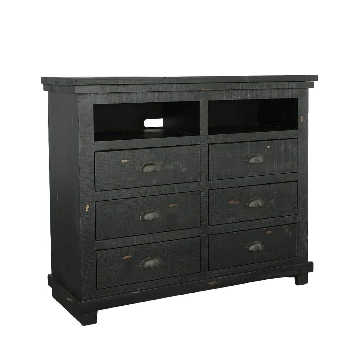 Progressive Furniture Willow Media Chest, Distressed Black