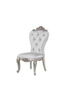 Benjara, Cream and White Wooden Side Chairs with Button Tufting, Set of Two