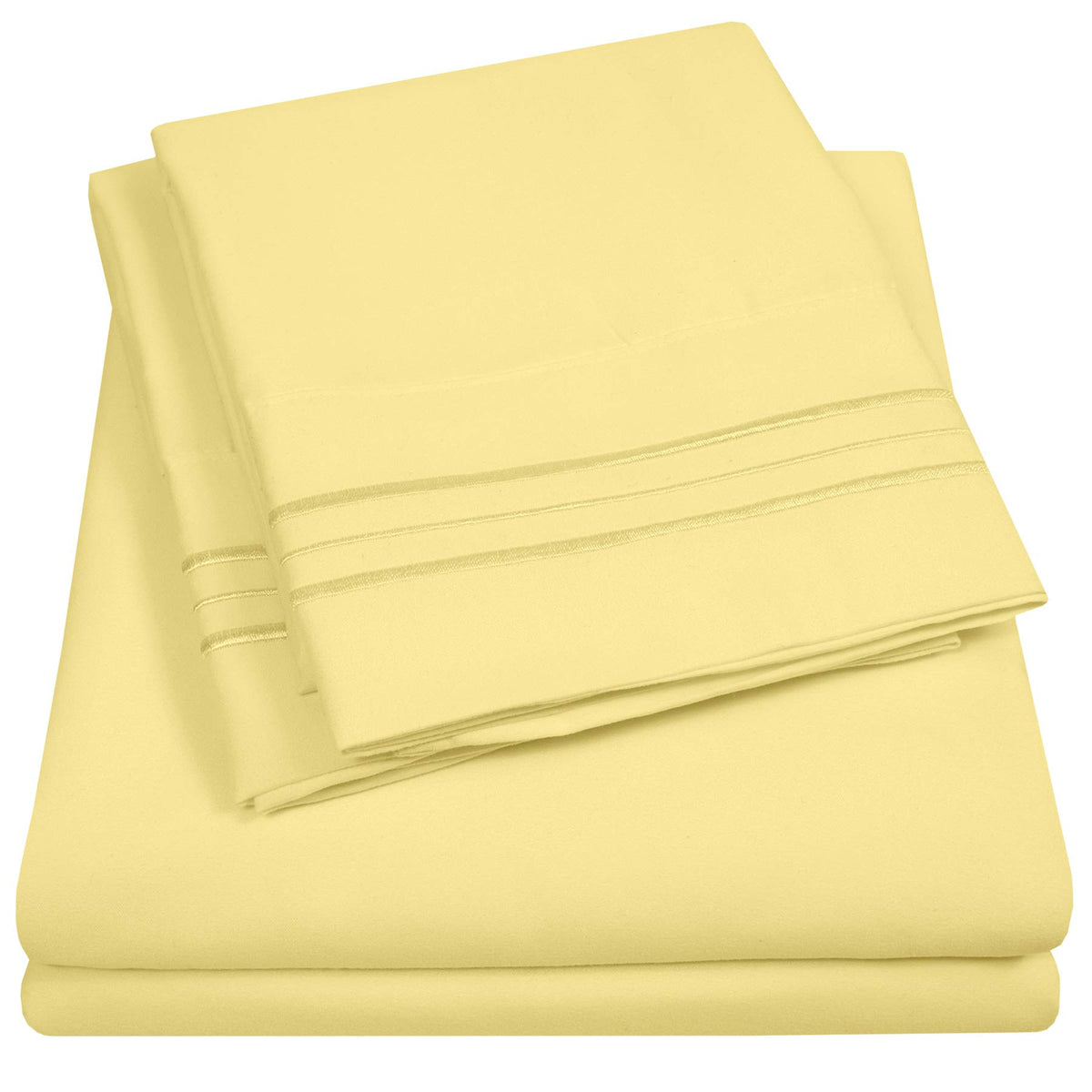 1500 Supreme Collection California King Sheet Sets Pale Yellow - Luxury Hotel Bed Sheets And Pillowcase Set For Cal King Mattres
