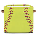 OMFUNS Ball Baseball Storage Basket 13x13 Sport Theme Collapsible Cube Storage Bin with Handle Fabric Storage Box Organizing for