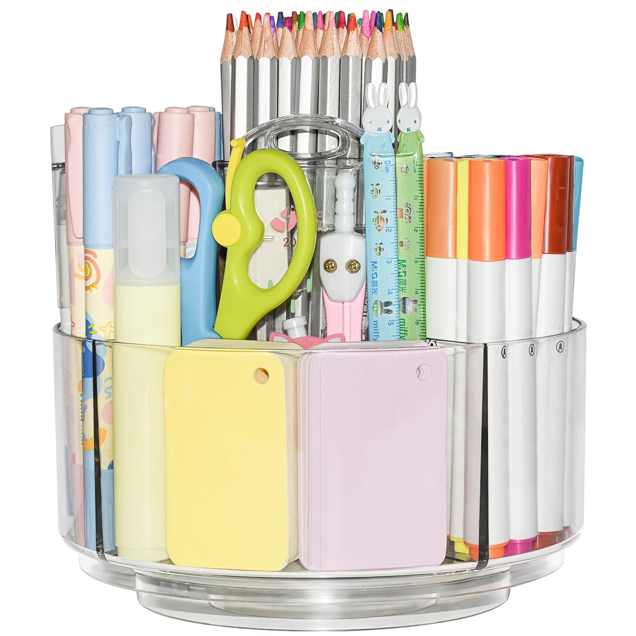 Jikiou Acrylic Pen Holder Pencil Organizer, 360-Degree Rotating Pencil Holder Crayon Organizer For Kids Marker Holder Caddy Art