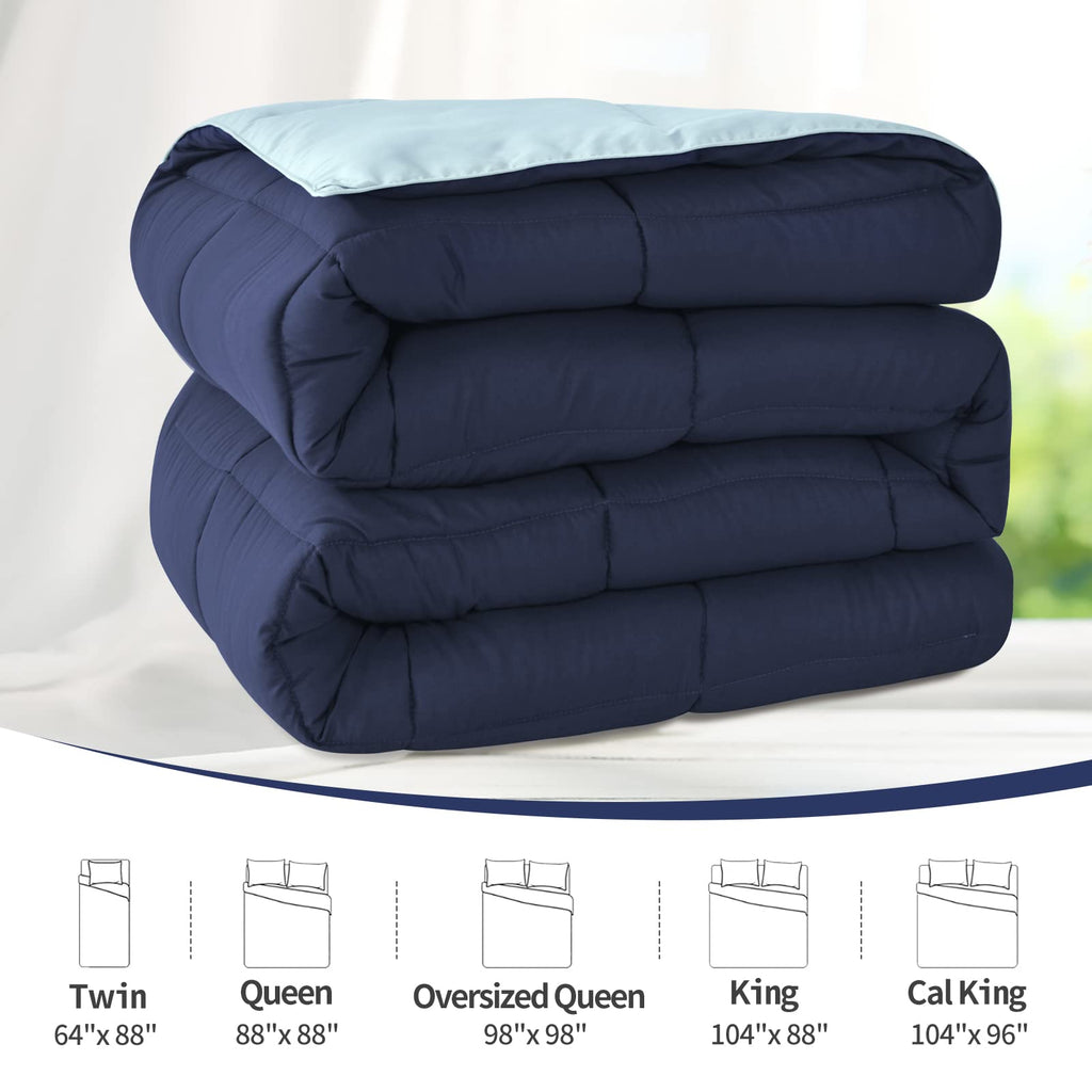 Homelike Moment California King Comforter - Blue Lightweight Down Alternative Bed Comforter, All Season Duvet Insert Quilted Rev