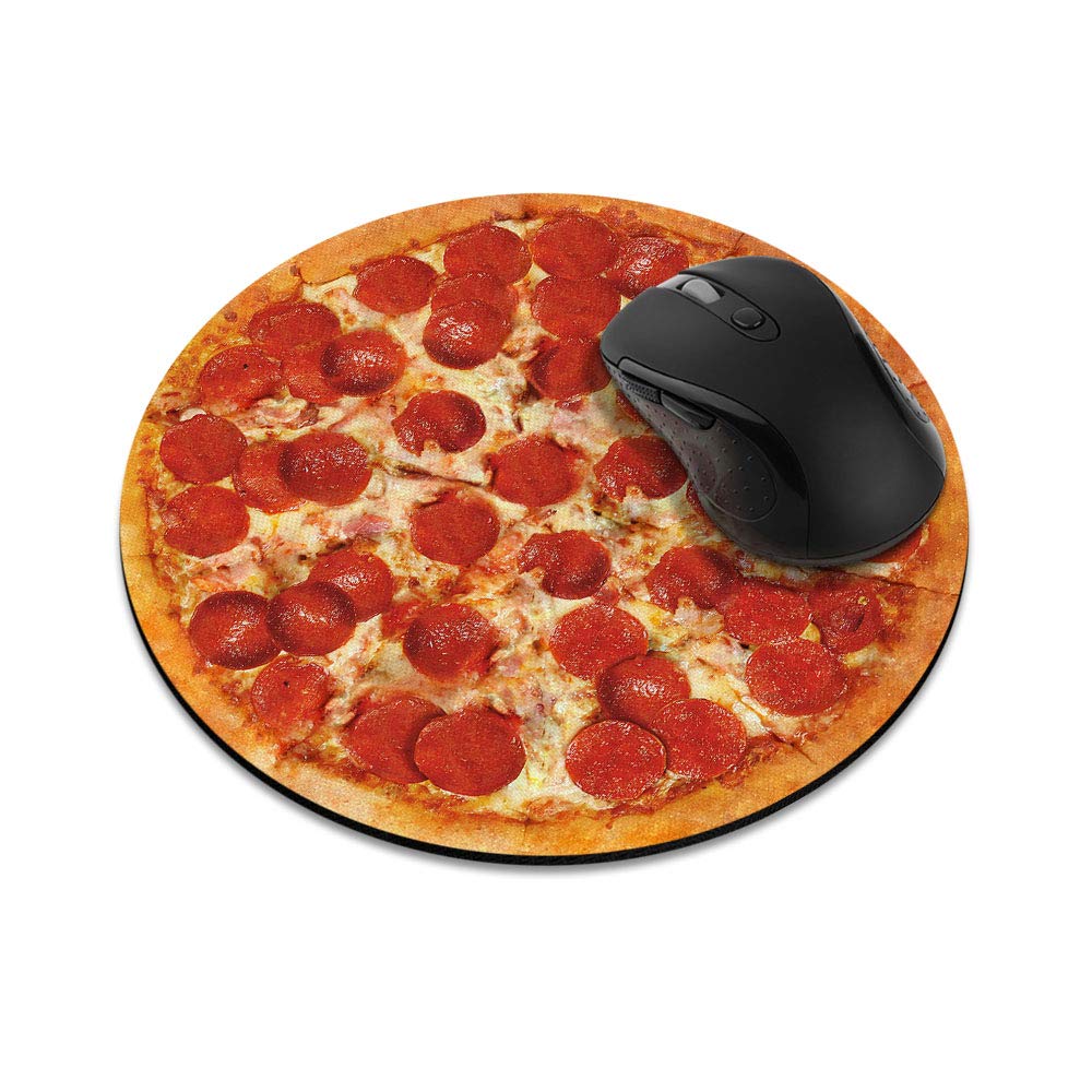 Non-Slip Round Mousepad, Wirester Pepperoni Pizza Mouse Pad For Home, Office And Gaming Desk