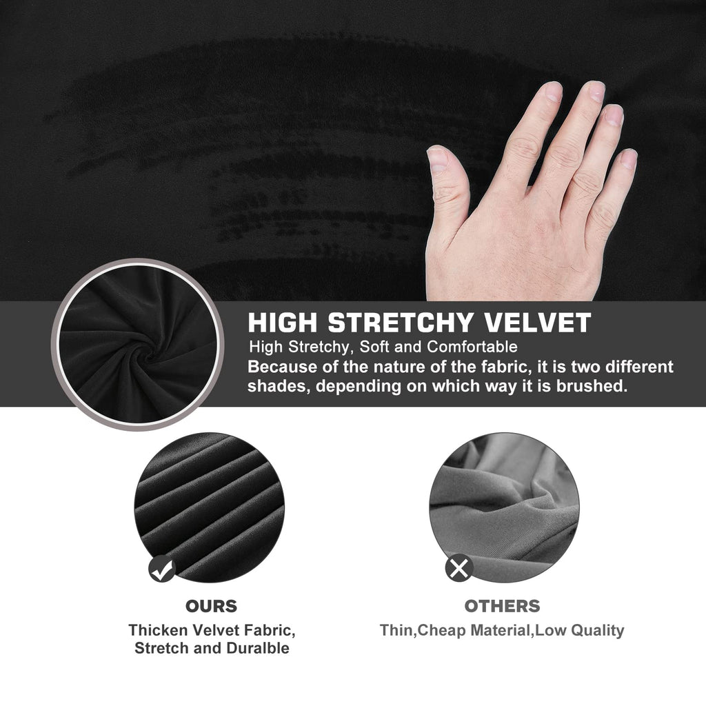 Necolorlife Square Ottoman Cover Velvet Storage Ottoman Slipcover Thick Stretchable Footrest Stool Covers With Elastic Band For