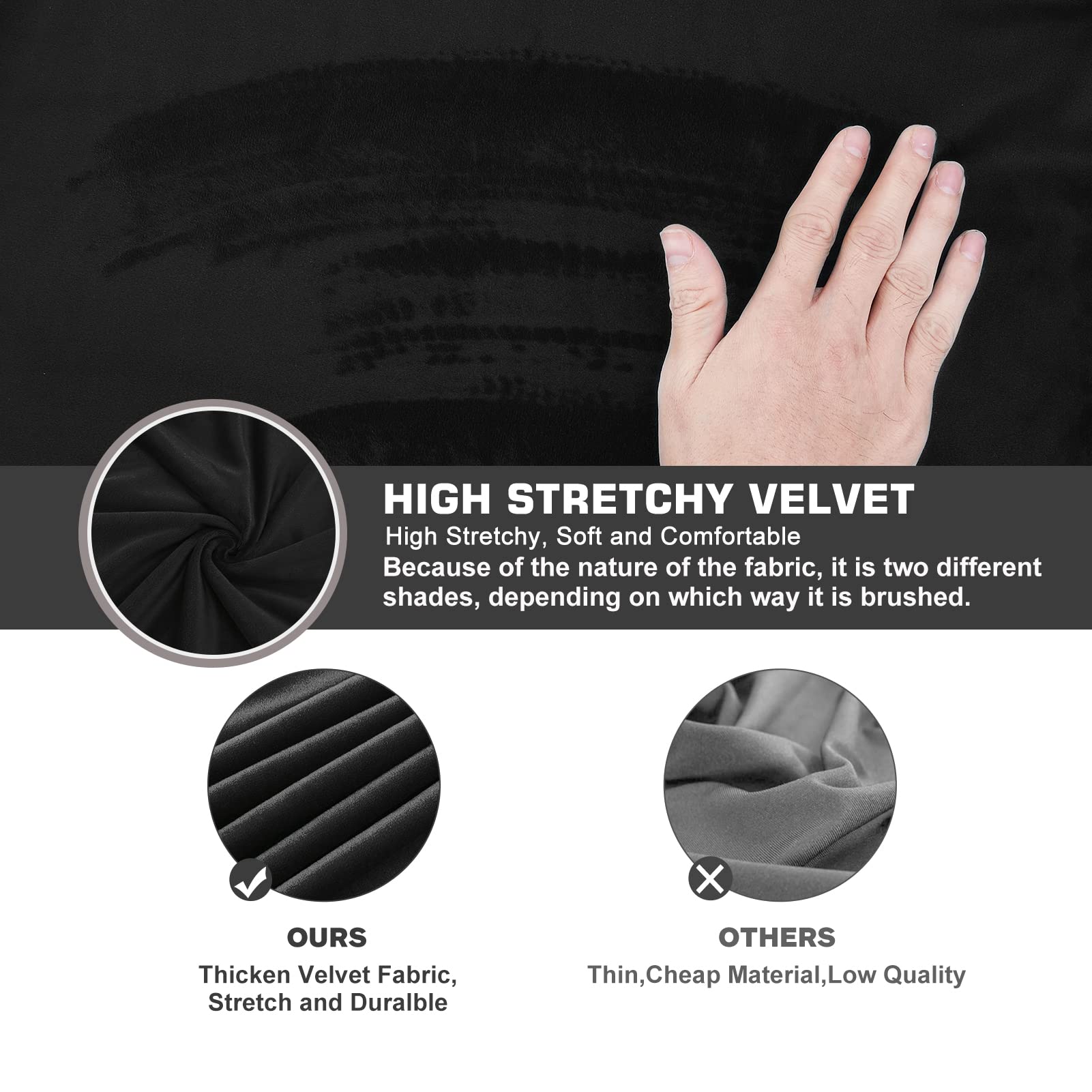 Necolorlife Square Ottoman Cover Velvet Storage Ottoman Slipcover Thick Stretchable Footrest Stool Covers With Elastic Band For