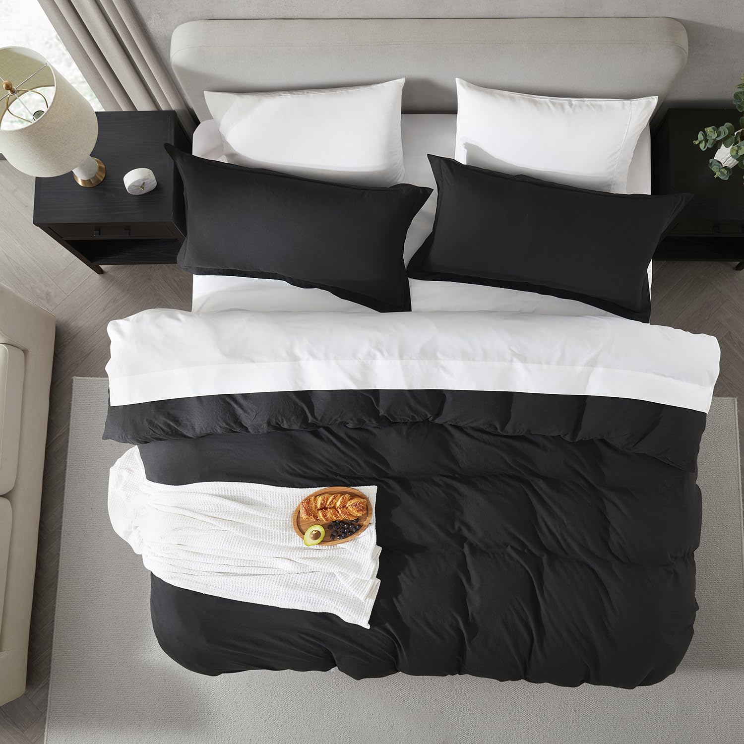 Nestl Black Duvet Cover King Size - Soft Prewashed King Duvet Cover Set, 3 Piece, With Zipper Closure, 1 Duvet Cover 104X90 Inches And 2 Pillow Shams