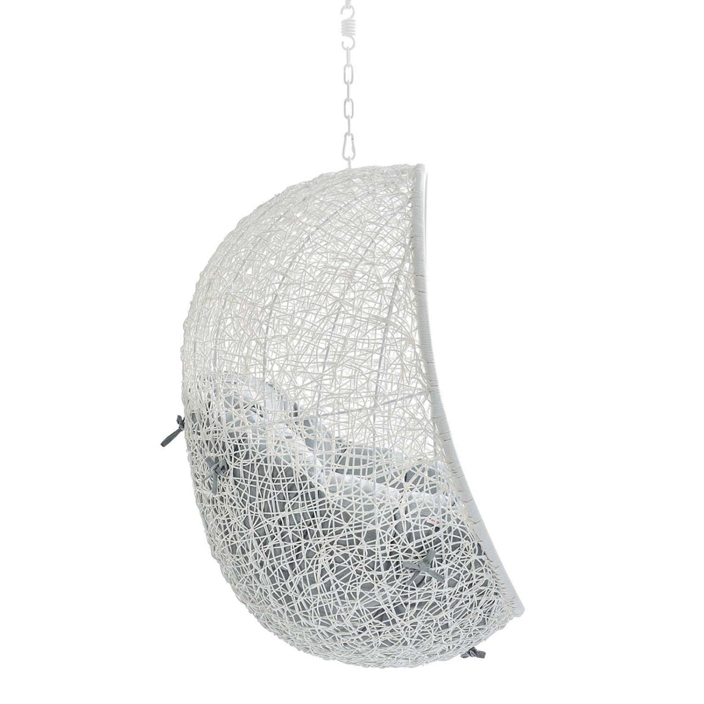 Modway Hide Wicker Rattan Sunbrella® Fabric Outdoor Patio Swing Chair With Hanging Steel Chain In White Gray