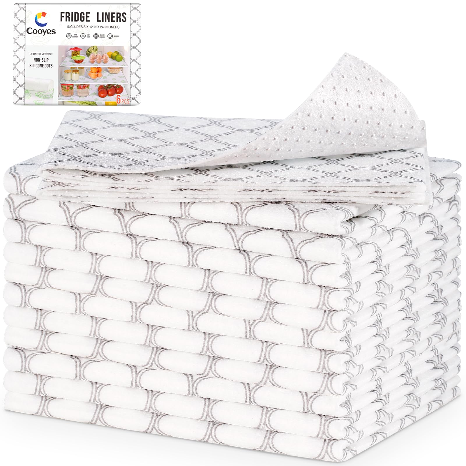 Cooyes Refrigerator Shelf Liners for French Door Fridge, 17.7    36 Extra Large, Non-Slip Fridge Liners Machine Washable, Refrig