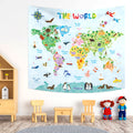 BASHOM TP-001 Animal World Map Tapestry Poster for Kids Educational learning Wall Hanging for Bedroom Living Room Nursery Dorm H