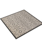 Jonathan Y Smb107A-6Sq Madrid Vintage Filigree Textured Weave Indoor Outdoor Area Rug Classic Coastal Easy Cleaning Bedroom Kitchen Backyard Patio Non Shedding, 6' Square, Black/Khaki