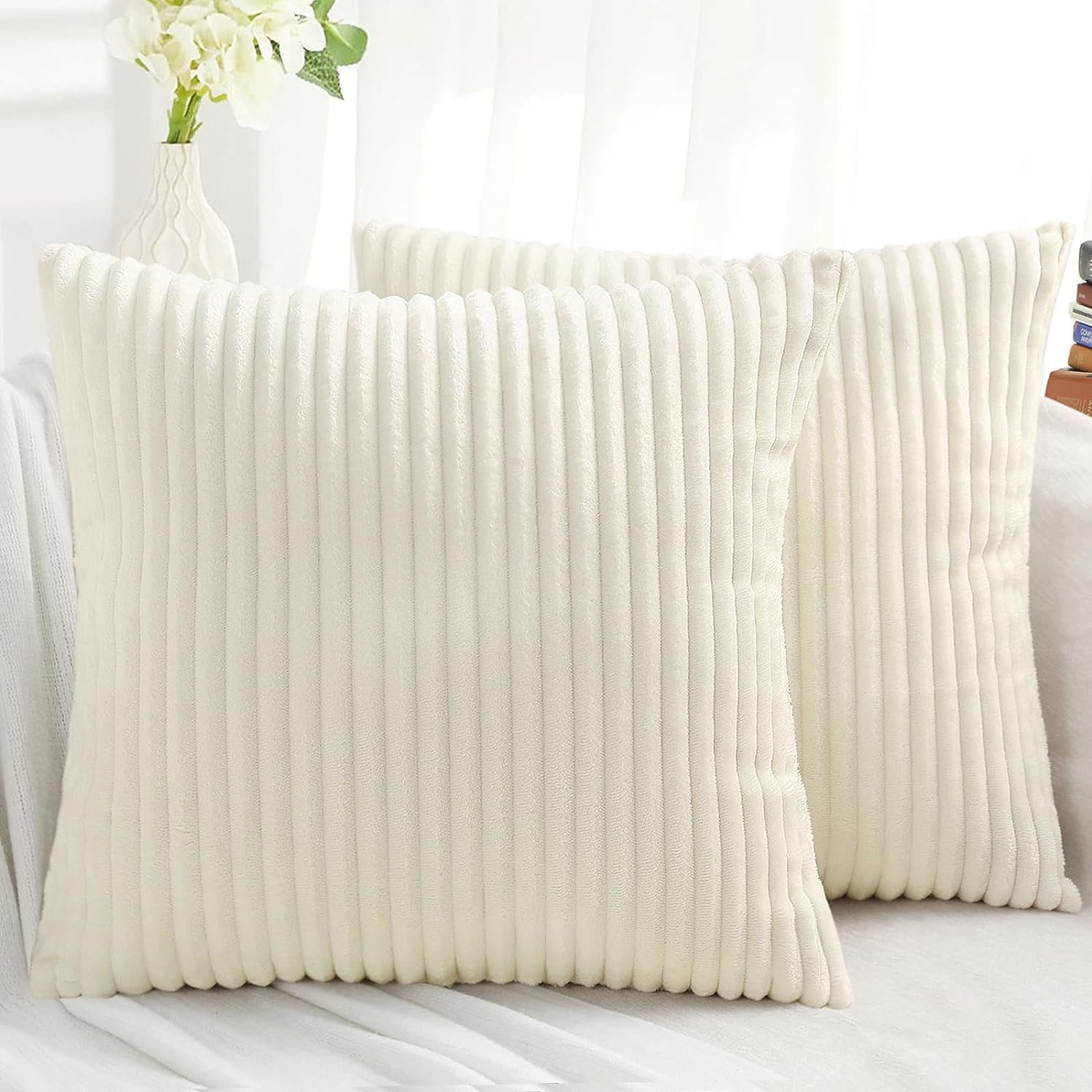 Simmore Christmas Decorative Throw Pillow Covers 18X18 Set Of 2, Soft Plush Flannel Double-Sided Fluffy Couch Pillow Covers For
