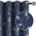 Buhua Heat Blocking Curtains, Black Out Curtains 72 Inch Long 2 Panels Burg, Soundproof Curtains With Silver Leaf Printed (52 X