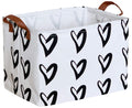 CLOCOR Heart Rectangular Basket,Cute Pattern Storage Bin,Collapsible Waterproof Storage Box with Handles for Kids,Gift Baskets,T