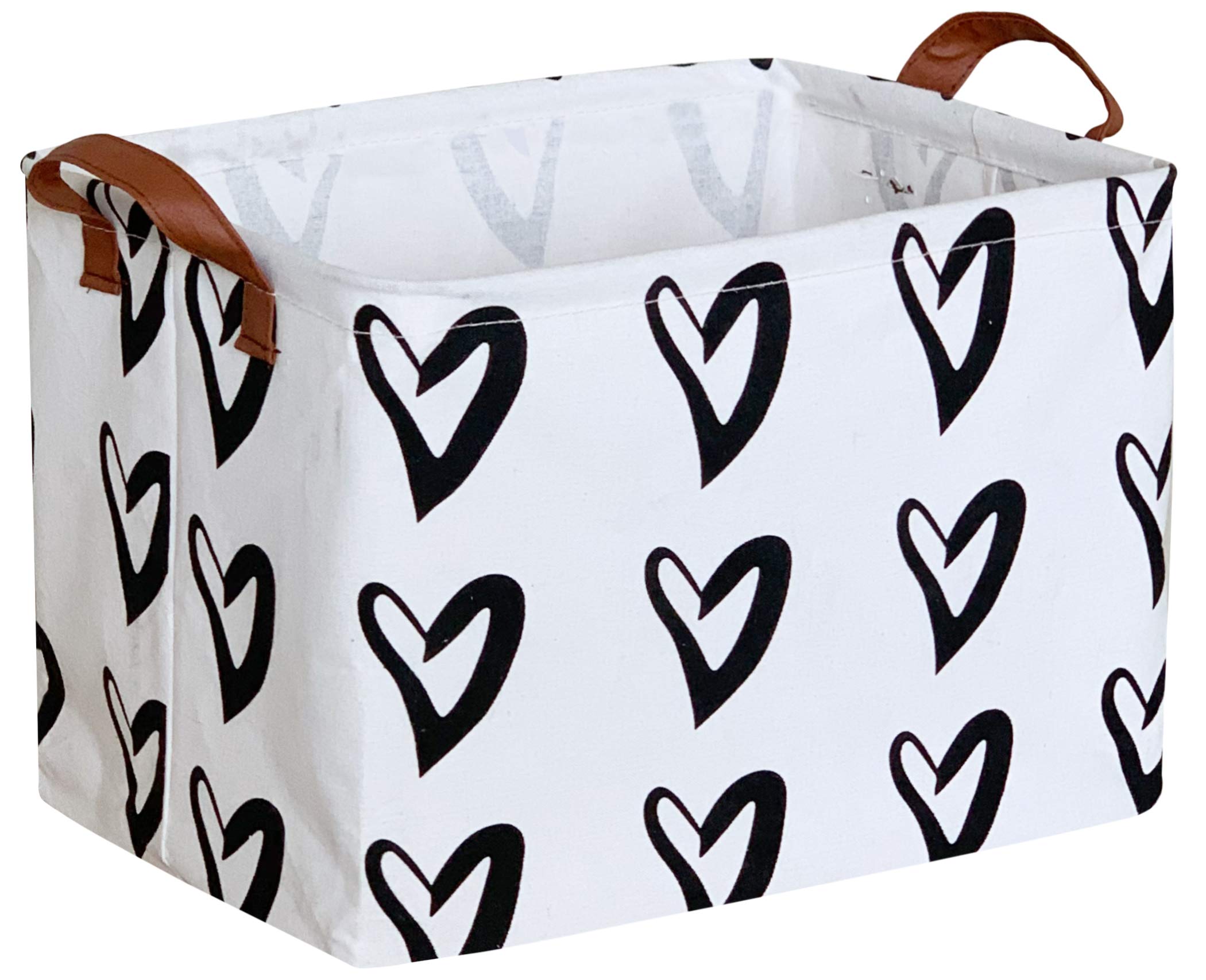 CLOCOR Heart Rectangular Basket,Cute Pattern Storage Bin,Collapsible Waterproof Storage Box with Handles for Kids,Gift Baskets,T