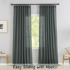 120 Inches Extra Long Linen Curtain Panels Pair Living Room Back Tab Farmhouse Light Filtering Semi Sheer Boho Linen Curtains 10 Ft Long Floor To Ceiling Large Window Patio Sliding Door,Charcoal Grey