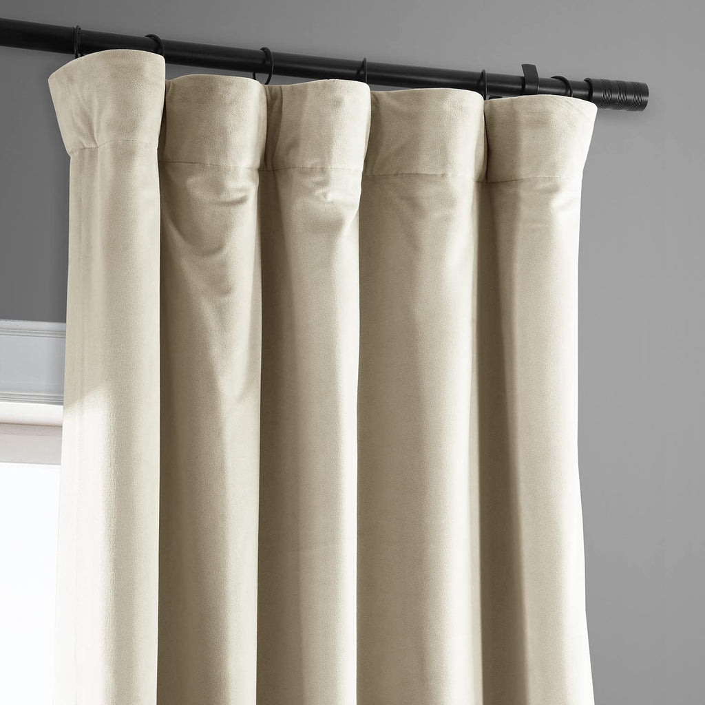 Hpd Half Price Drapes Signature Velvet Thermal Blackout Curtains For Living Room 63 Inch Long (1 Panel) Rod Pocket Insulated Blackout Curtains For Bedroom Window Curtains, 50W X 63L, Alabaster Beige