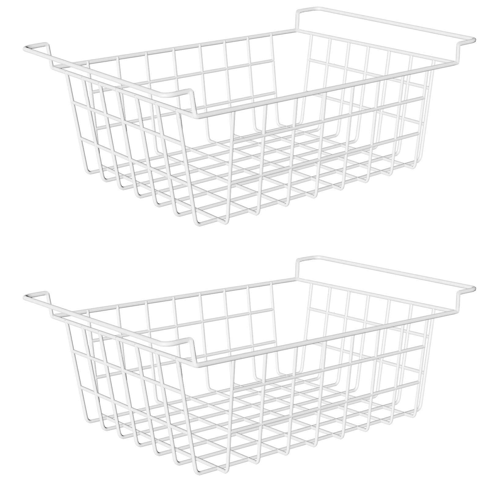 Orgneas 16.5inch Chest Freezer Organizer Bins Deep Freezer Basket Storage Rack Bins Metal Wire Baskets Large Size 2 Packs