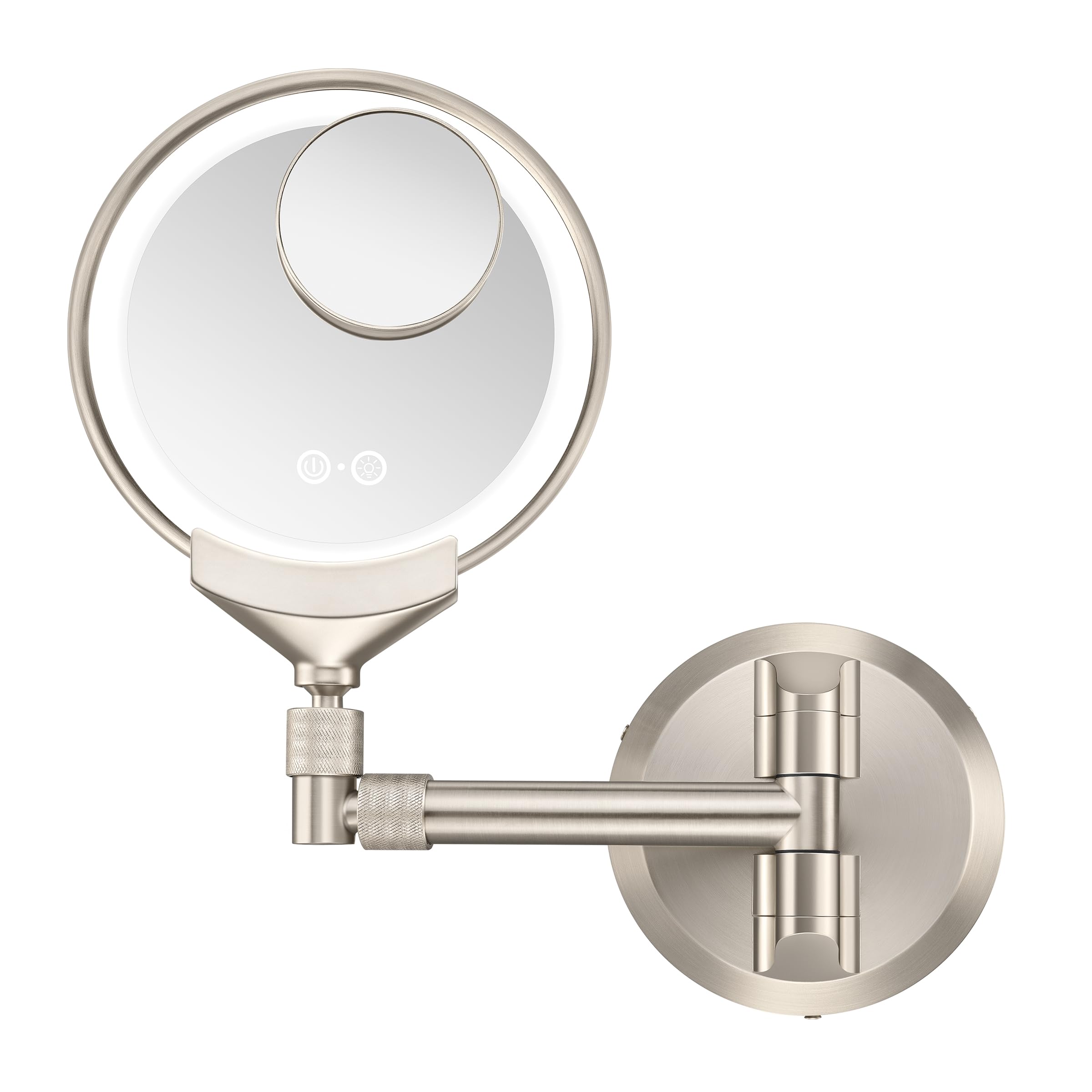 Conair Lighted Makeup Mirror, Wall Mount Bathroom Mirror, LED Vanity Mirror, 1X/5X/10X Magnifying Mirror, Rechargeable in Satin 