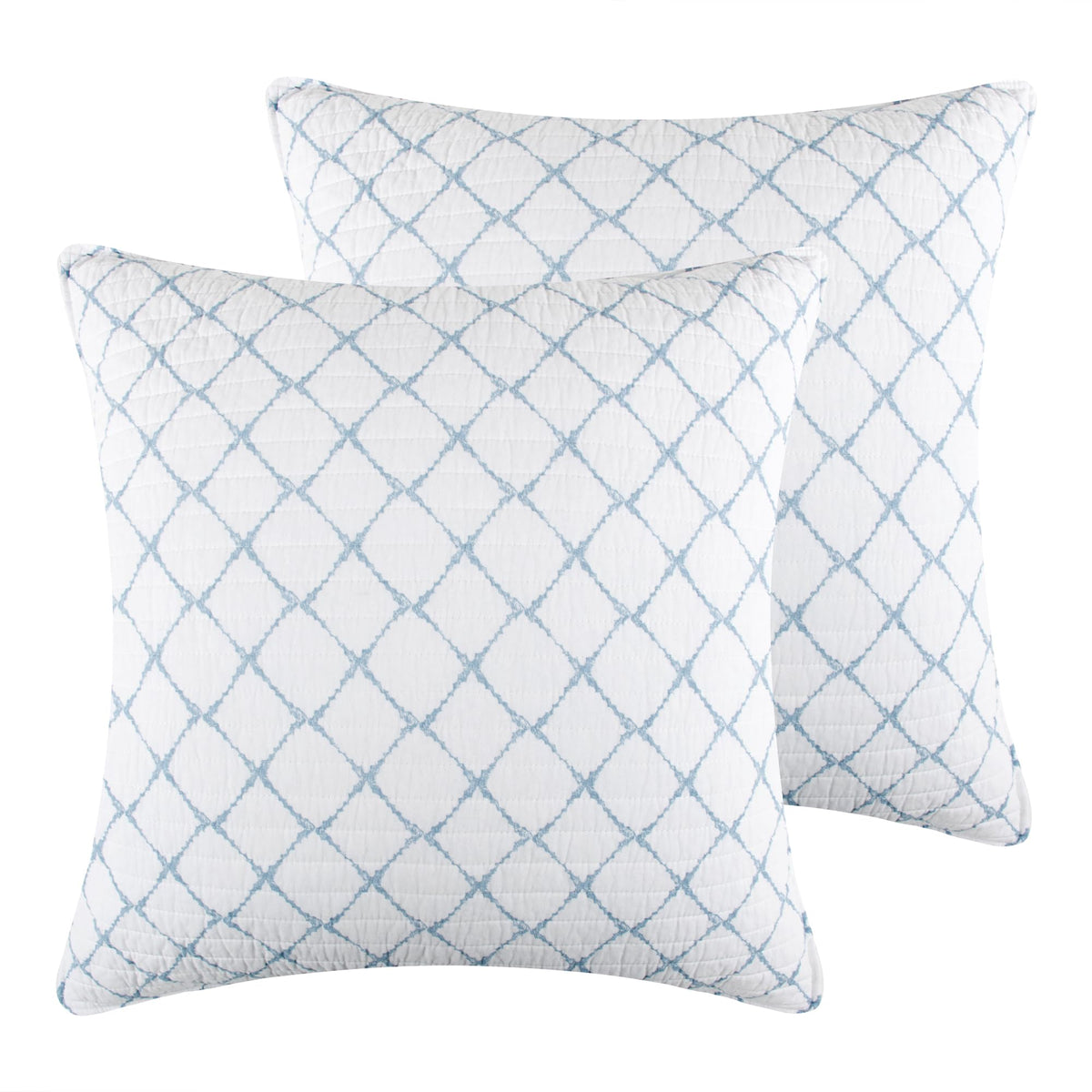 Levtex Home - Becker Blue - Euro Sham Set Of 2 - Diamond - Blue And White - (26X26In.) - No Insert - Cotton