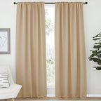 Nicetown Window Treatment Blackout Window Blinds - (Biscotti Beige Color) 52X72 Inch, 1 Pair, Back Tab/Rod Pocket Blackout Draperies For Bedroom