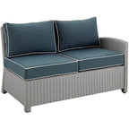 Crosley Furniture KO70015GY-NV Bradenton Outdoor Wicker Right Corner Sectional Loveseat, Gray with Navy Cushions