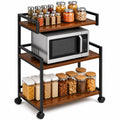 Athast 1.5Shelf Microwave Stand With Wheels, Kitchen Storage Rack, Space Saving Counter Organiser, Rolling Trolley