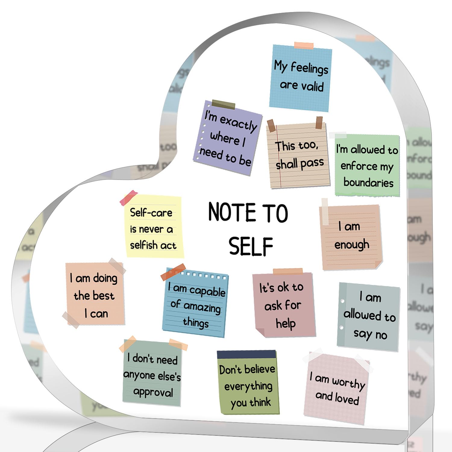 Note To Self Motivational Decor - Office Acrylic Heart Gift Therapy Mental Health Print Decorations For School Counseling Office