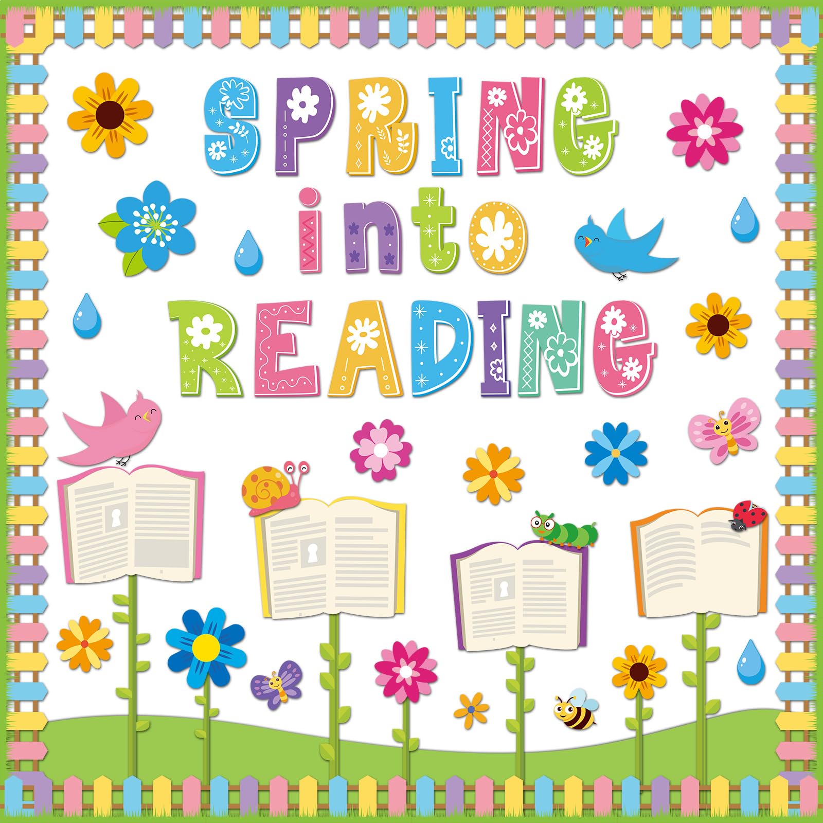 Gisgfim Spring Reading Bulletin Board Decorations Set Classroom Spring Into Reading Bulletin Board Butterflies Flowers Cutouts B