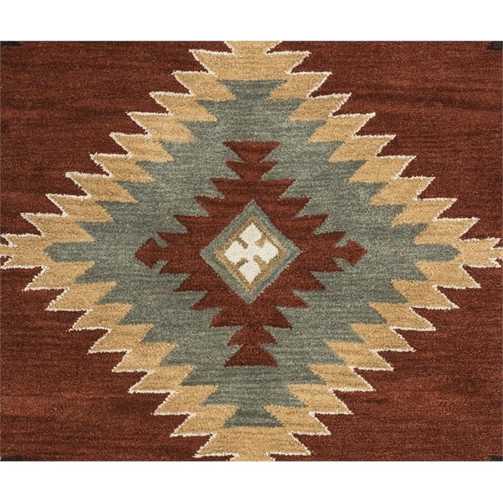 Rizzy Home Alora Decor Ryder 10' Round Tribal Rust/Khaki/Navy/Sage Hand-Tufted Rug