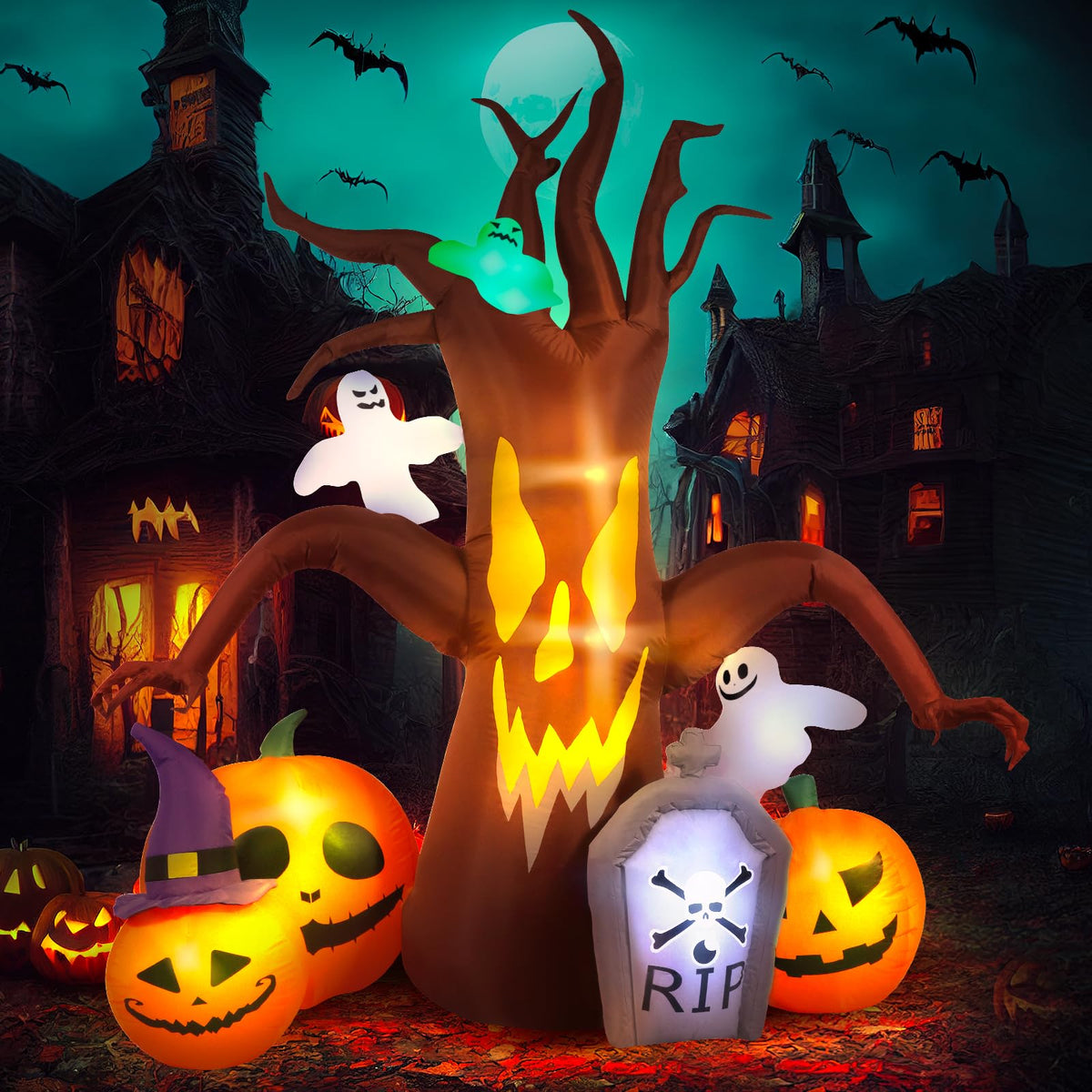 Max Fun 8FT Halloween Inflatables Decorations Inflatable Dead Tree Outdoor Decorations with LED Lights Built-in Blow Up Yard Dec