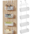 HapiRm Over Door Organizer Storage - Hanging Door Organizer with 4 Metal Large Capacity Baskets and Adjustable Coat Hook, Behind