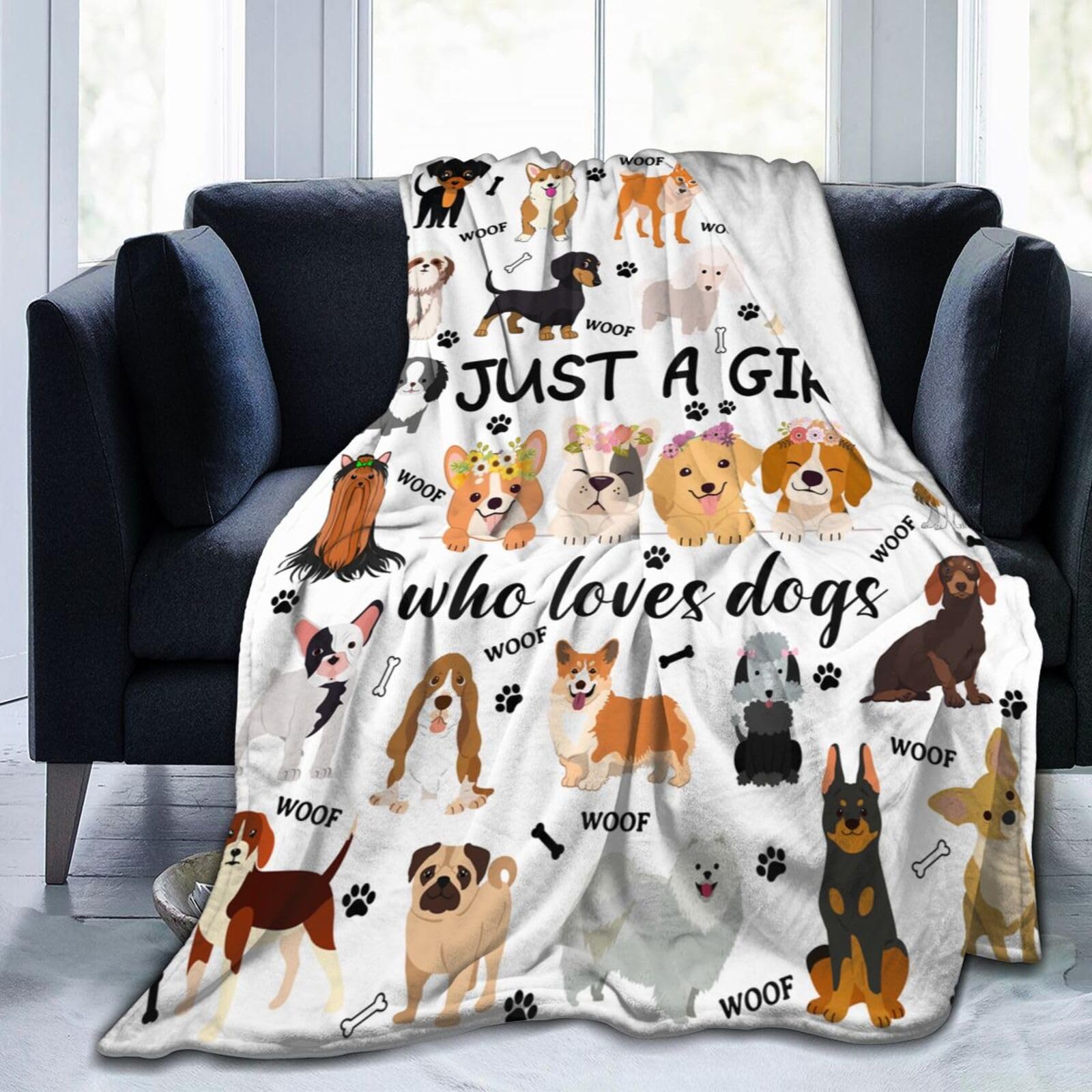 Cute Dog Blanket Bedding Soft Cozy Flannel Throw Blankets For Dog Lovers Funny Pet Puppy Plush Gifts For Kids Adults 50'X40'