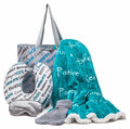 Chanasya Premium Care Gift Package - Throw Blanket, Neck Pillow, Eye Mask, Tote Bag, Socks - 50    X 65    - 5-Piece Set, Teal