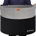 GOCAN Extra Large Storage Laundry Basket 22 X 22X 14 Cotton Rope Woven Basket for Blanket Basket with Handles for Living Room To