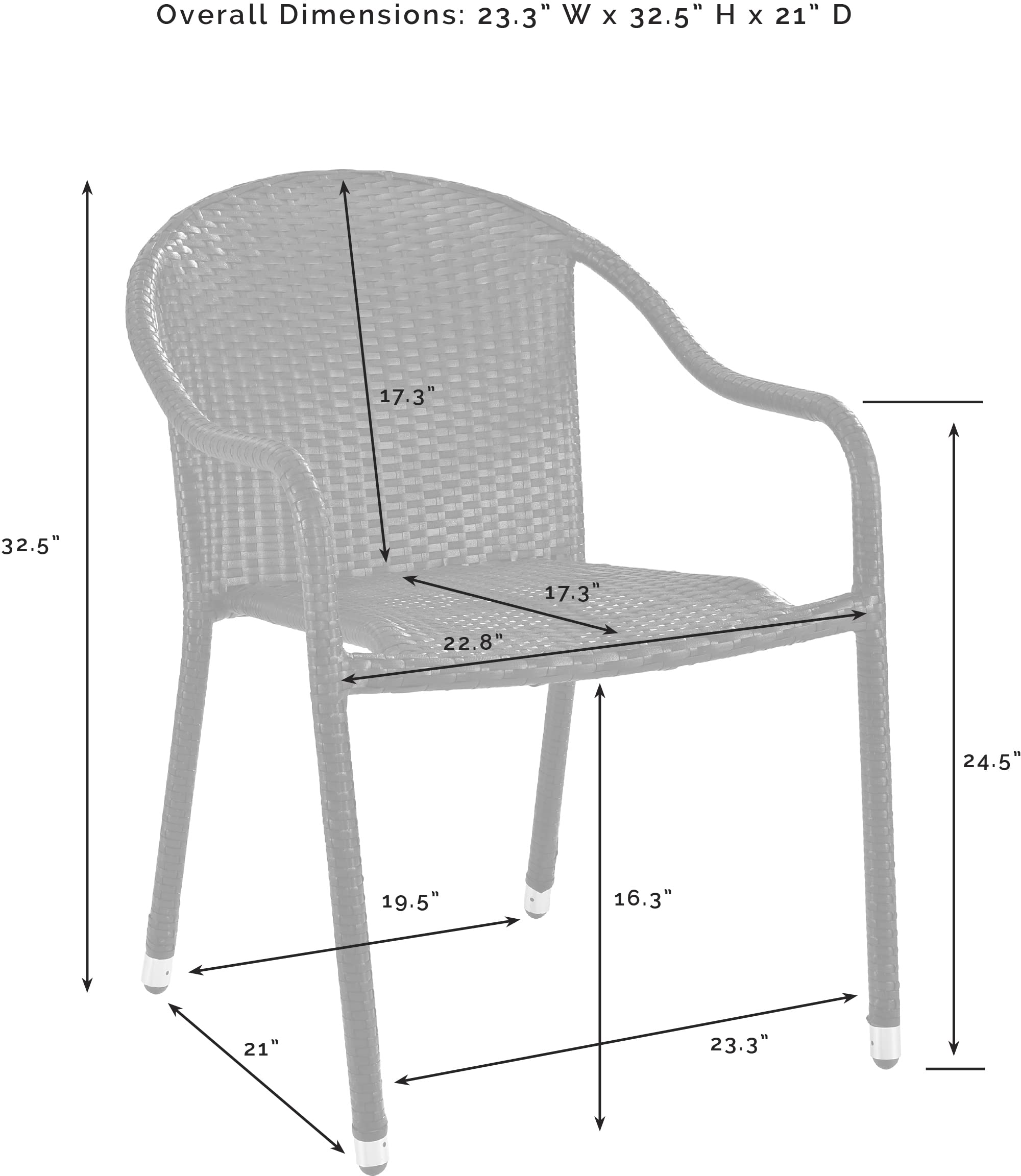 Crosley Furniture Palm Harbor 4-Piece Stackable Outdoor Chair Set, Wicker Patio Chairs For Dining, Porch, White