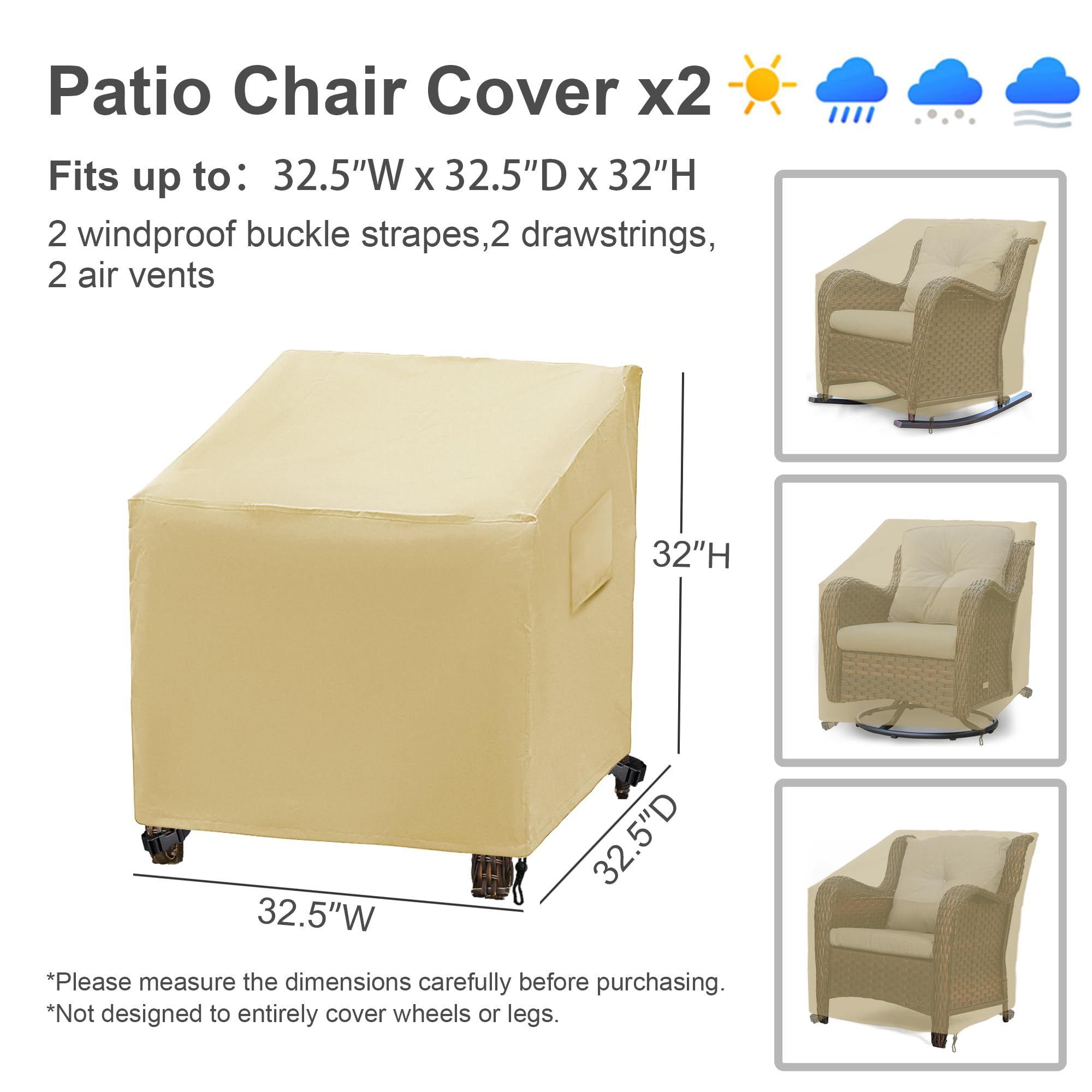 Baner Garden Patio Furniture Covers,Outdoor Furniture Cover Waterproof,Patio Furniture Set Covers For 4 Piece Outdoor Conversation Set,Patio Covers Set-Xx-Large (Beige)