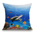 Tssohu Ocean Underwater Marine Life Outdoor Throw Pillow Cover Sea World Animals Tropical Fish With Turtles Coral Decorative Pil