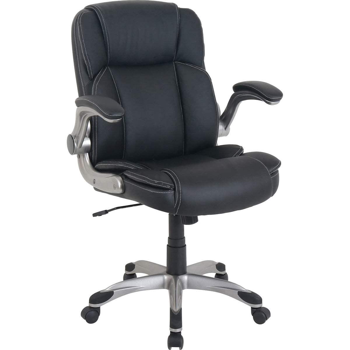 Lorell LYS Soho Flip Armrest Mid-Back Leather Chair