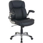 Lorell LYS Soho Flip Armrest Mid-Back Leather Chair