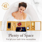 Bamboo Bathtub Tray For Tub - Expandable Bath Tray For Tub With Wine, Book & Tablet Holder - Luxurious Bath Accessories, Bath Ta