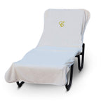 Luxury Hotel & Spa Monogrammed Pool Chaise Lounge Cover, Gold Embroidered - Extra Absorbent 100% Turkish Cotton- Soft Terry - Hotel-Style, Standard Size 90' X 29' - Script C White
