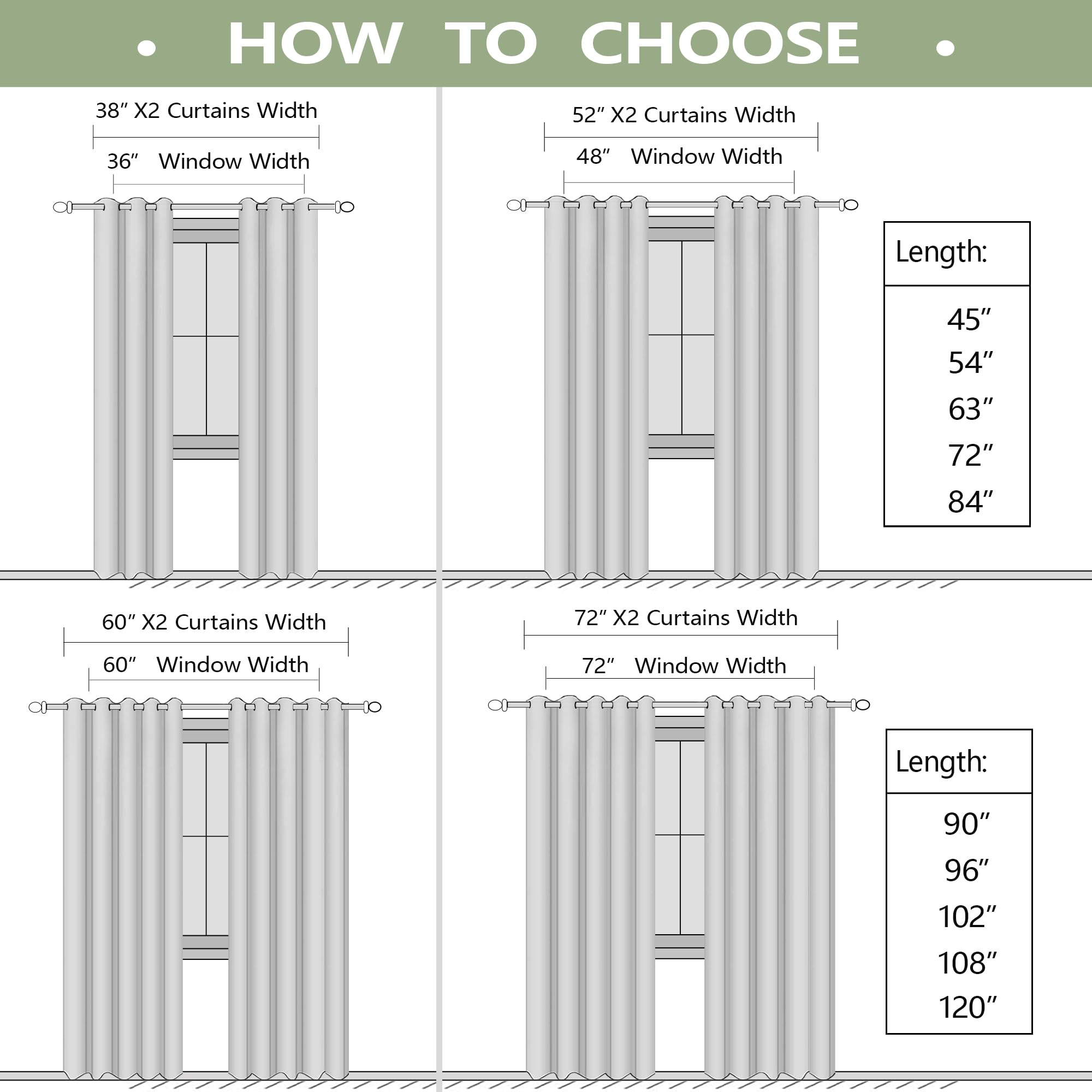 Koufall 96 Inch Curtains Long 2 Panel Set,70 Inch Wide Grommet Blackout Drapes For Living Room 96 Inch Length