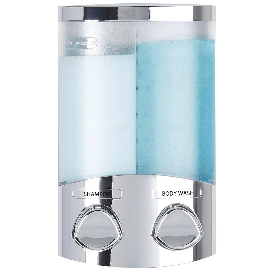 Better Living Products Duo Shower Dispenser 2, Shampoo and Soap Dispenser, 2 x 10.5 fl. oz. Chrome, 4.75' x 3.13' 7.75'